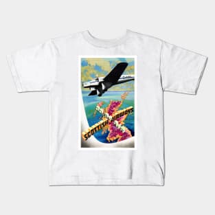 Vintage Travel Poster Scotland Scottish Airways Kids T-Shirt